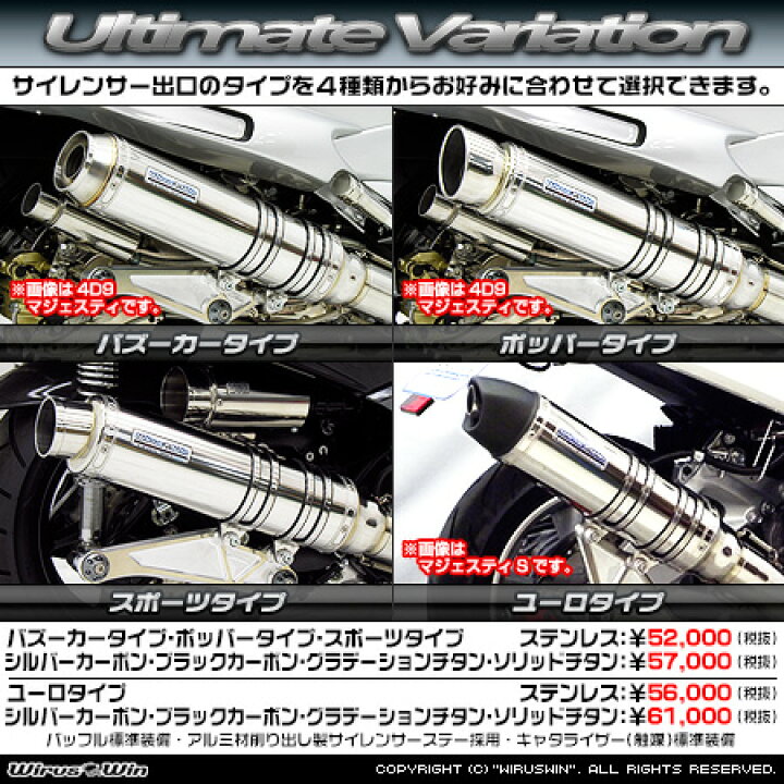 楽天市場】WirusWin フォルツァ(MF10)用 アルティメット マフラー 