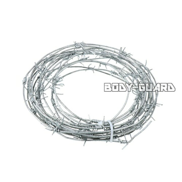 楽天市場 有刺鉄線 亜鉛メッキ 5m シルバー バラ線 鬼針 ワイヤー 犬釘 Barbed Wire バーブド ワイヤー 棘 侵入防止 侵入抑止 無断 不法侵入 庭 畑 敷地 プライベート フェンス 塀 柵 立入禁止 動物 スチール 防犯用品 防犯グッズ 犯罪抑止 ボディーガード楽天市場店