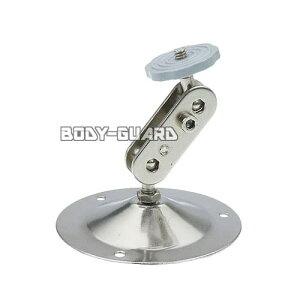 防犯カメラ用 コンパクト型ブラケット 屋内向け シルバー 監視カメラ用 防犯用品 防犯グッズ 防犯カメラ取り付け 台座 土台 取付 設置金具 しっかり固定 室内 店内 屋内 壁 向き調整可能 角