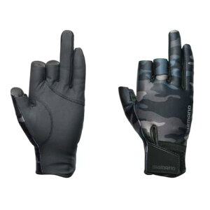 シマノ(SHIMANO) 03 タイタニューム・アルファ グローブ 3本カット GL-054Y ブラックマルチカモ L 送料無料