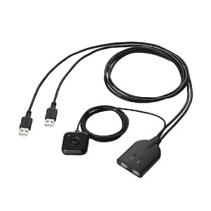 �G���R��(ELECOM) KVM�X�C�b�` �L�[�{�[�h�E�}�E�X�p �茳�X�C�b�`�t �u���b�N KM-A22BBK ��������