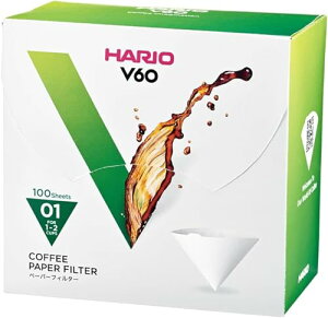 HARIO(�n���I) V60�p �y�[�p�[�t�B���^�[ W 100�� ������ �z���C�g 1~2�t�p ���{�� VCF-01-100WK ��������