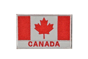 【送料無料】ワッペン 布製 カナダ国旗 CANADA文字入り ミリタリー パッチ ミリパチ サバゲー ベルクロ付き 白赤