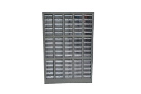 パーツキャビネット スチール キャビネット 部品ケース 収納 パーツケース ボルト棚 工具 5列 15段 引き出し (ブルー S515-B / クリア S515-A)