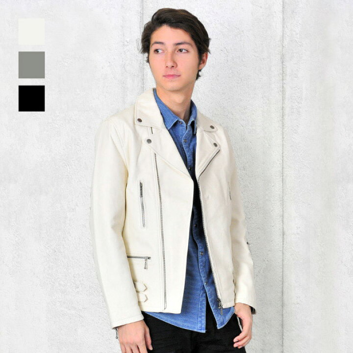 楽天市場 53 Off Sale レザージャケット メンズ 本革 ホワイト 白 グレー ブラック 黒 M L Xl Ll 2l ライダース 革ジャン リアルレザー 春 秋 Evolution エボリューション Hk エイチケー Select Shop Hk エイチケー