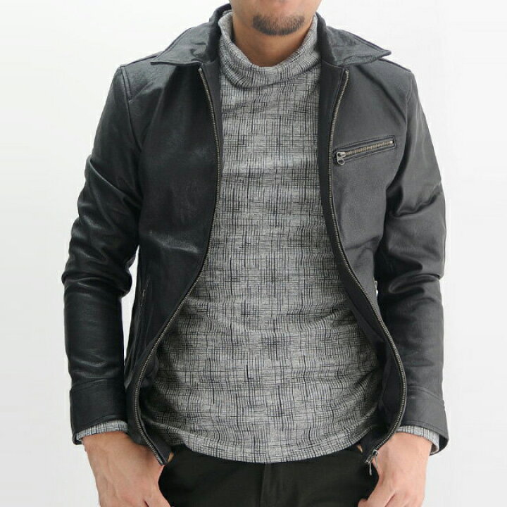 楽天市場】レザージャケット メンズ 本革 ゴートレザー 山羊革  