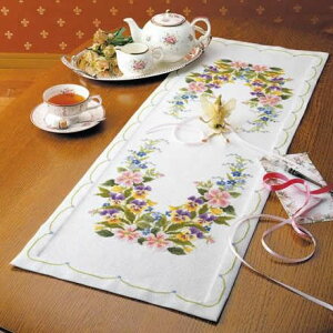 手芸・クラフト・生地 関連 ししゅうキット 1190(オフホワイト) ワイルドローズのテーブルセンター オススメ 送料無料