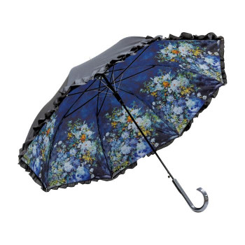 名画フリルジャンプ傘(晴雨兼用) ルノワール「大きな花瓶」 AU-02605人気 商品 送料無料 父の日 日用雑貨