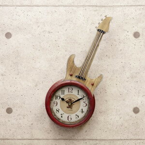 掛時計 壁掛け時計 ギターモチーフ テキサスクロック カウボーイギター カラー：ホワイト