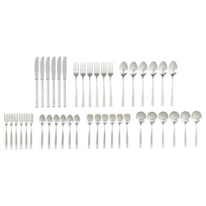 カトラリー42点 材質:18-8ステンレススチール、ディナーナイフ:ステンレススチール(ツヤ消し仕上げ) セット内容:ディナーナイフ・ディナースプーン・ディナーフォーク・コーヒースプーン・