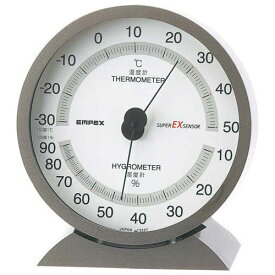 生活家電関連 温度・湿度計 卓上用 EX-2717 メタリックグレー オススメ 送料無料