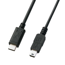 USBタイプCとUSB2.0miniBコネクタのUSB2.0ケーブル1mブラックUSB認証取得品 USBtype-Cポートを持つパソコン、タブレット端末などと、USB機器(USB2.0miniB端子を持つ機種)を接続を接続するためのケーブルです ↓ 両面…