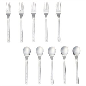 モダンでカジュアルなカトラリー モダンでカジュアルなカトラリー サイズ: 重量:約175g 材質:ステンレス セット内容:コーヒースプーン・ヒメフォーク×各5 生産国:日本