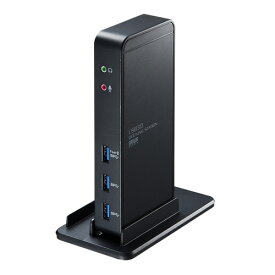 USBケーブル1本でHDMI/アナログディスプレイ出力、有線LAN接続、各種USBデバイスの拡張接続ができ、タブレットPCなどを立て掛けできる簡易スタンド機能を搭載したUSB3.0ドッキングステーション ●USBケーブル1本でHD…