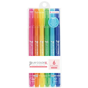 トンボ鉛筆 水性マーキングペン プレイカラーK 6色セットA Tombow-GCF-611A | ペンケース 筆箱 鉛筆 えんぴつ 油性 水性 カラーペン 関連単語 高校生 中学生 小学生 おしゃれ 大容量 シンプル 削り