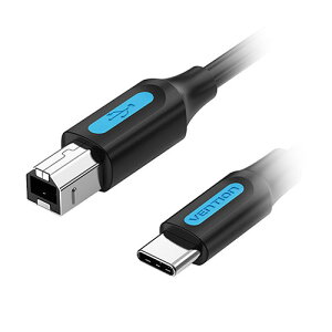 VENTION USB 2.0 C Male to B Male 2Aケーブル 1m ブラック CQ-8302 | スマホ pc スマートフォン タブレット 周辺機器 アクセサリー 関連単語 デジタルケーブル ネットワーク WIFI パソコン 変換 コネクタ ア