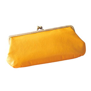 牛革親子がま口長財布 10×23×2.5cm カード8枚収納可能 イエロー K50910120 | バッグ 鞄 小物入れ 財布 ポーチ 関連単語 大きめ 小さめ 可愛い アイデア商品 便利 牛 取っ手 持ち 手 防水 袋 卓上 長