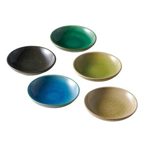 信楽焼 Jewel 小皿5枚揃 径12×2.5cm 宝石の色をモチーフに温かみ残る仕上げ K50607436 食器 コップ タンブラー ビヤー グラス スプーン フォーク 皿 どんぶり カップ ボトル 箸 マグ プレート 茶器