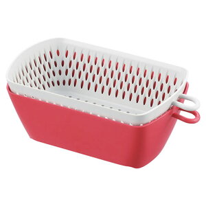 チリトリ ザルボウル カク 切った食材をサッと「チリトリ」できるザルとボウルのセット レッド 日本製 22557007 調理 料理 キッチン | 関連単語 便利 時短 鍋 揚げ物 天ぷら 唐揚げ ケーキ クッ