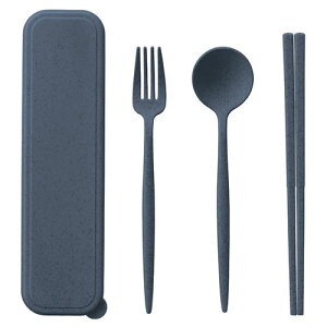【5セット】 カトラリーセット麦わら入タイプロング(3点) スモークブルー ケース(約57×24×210mm)・スプーン・フォーク・箸×各1 22556220X5 食器 コップ タンブラー ビヤー グラス スプーン フォー