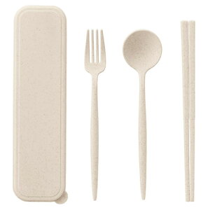 【5セット】 カトラリーセット麦わら入タイプロング(3点) ナチュラル ケース(約57×24×210mm)・スプーン・フォーク・箸×各1 22556221X5 食器 コップ タンブラー ビヤー グラス スプーン フォーク