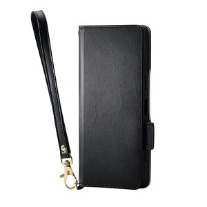 エレコム Xperia 1 VII ソフトレザーケース 磁石付 耐衝撃 ハンドストラップ付 ブラック PM-X251PLFY4BK