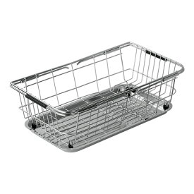 よこやま スライドスリムバスケット トレー付き ちょっとした洗い物に最適なコンパクトサイズ シンクにかけても脇においても使用できる V-1483 家具 収納 ラック | 関連単語 チェスト スチールラック キッチンラック シューズラック 衣装ケース 引き出し収納 ワゴン