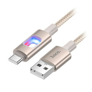 【5本セット】 hoco. U144 カラフルLED Type-Cケーブル RGBイルミネーション搭載 USB-A to USB-C ゴールド U144-AC-GDX5
