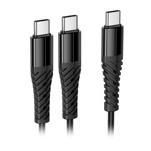 【10本セット】 hoco. X123 2 in1Type-Cケーブル USB-C機器2台同時充電 デスク周り・旅行先でも使える X123-CCC-BKX10 PC パソコン スマホ タブレット | 関連単語 ケーブル メディア プレーヤー sd カード