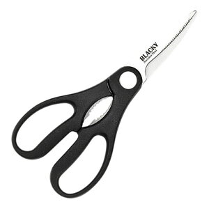 【10本セット】 BLACKY キッチンはさみ ストレート刃とカーブ刃の組み合わせで切りやすい ビン開けにも BKH-003X10 調理 料理 キッチン | 関連単語 ナイフ 網 こし 串蒸し 器 ネット 缶切り アイス