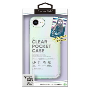 PGA iPhone 16e�p �N���A�|�P�b�g�P�[�X �ʐ^��X�e�b�J�[��w�ʂ̃|�P�b�g�ɓ���ăA�����W�\ �I�[���� PG-25KCTP02AR