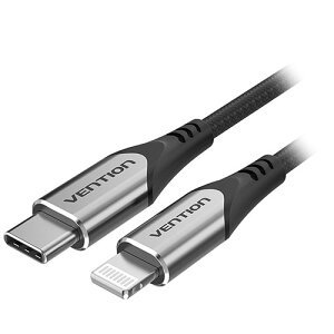 VENTION USB 2.0 C to Lightning�P�[�u�� 1m MFi�F�� �O���[ TA-9460