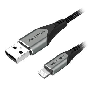 VENTION USB 2.0 A to Lightning�P�[�u�� 1.5m MFi�F�� �O���[ LA-9514