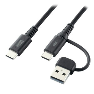 �T�����T�v���C USB2.0Type-C�P�[�u�� CtoA�ϊ��A�_�v�^�t�� PD60W �u���b�N KU-CCP60ACC10BK