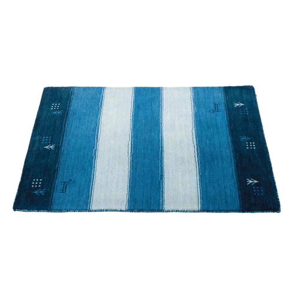 敷き物 絨毯 ギャベ ギャベ柄 ラグ・マット カラー：ブルー サイズ：70×120cm