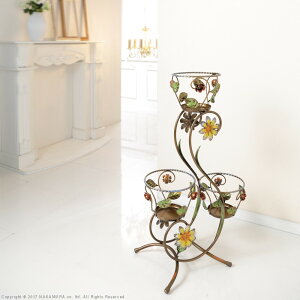 イタリア 家具 ヨーロピアン ヴェローナクラシック アイアンプランター3段 鉢植え 玄関 ヨーロッパ家具 クラシック 輸入家具 アンティーク風 イタリア製 おしゃれ 高級感 エレガント リモー