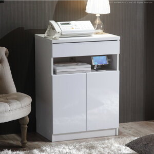 キャビネット 白 リビング収納 配線収納-ロビンキャビネット 幅60cm チェスト サイドボード モデム収納 ルーター収納 鏡面 白家具 ホワイト コンパクト収納 扉収納 収納ボックス リビング 引