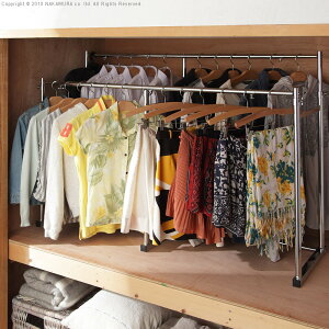 押入れ収納 ハンガーラック パイプハンガー 押入れ伸縮頑丈ハンガー 〔ポルタ〕 一間用(幅111〜181cm) 押し入れハンガー 押入収納 押し入れ収納 スチール シンプル 大容量 クローゼット洋