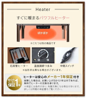 北欧デザインスクエアこたつ〔イーズ〕単品90x60cm