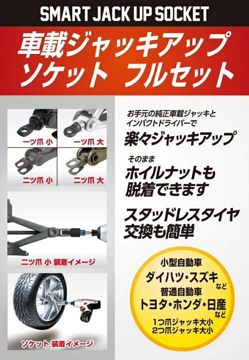 楽天市場】SK11 ジャッキアップ ソケットセット SJU-FULL ホイルナット  