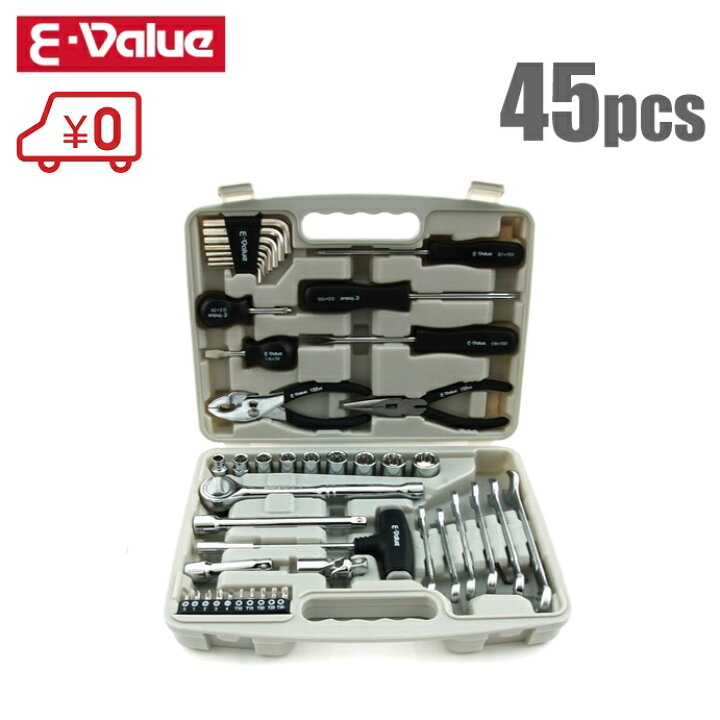 楽天市場】E-Value 工具セット ツールセット ETS-45G ケース付 常備工具 家庭用 日曜大工 : Ｓ．Ｓ．Ｎ