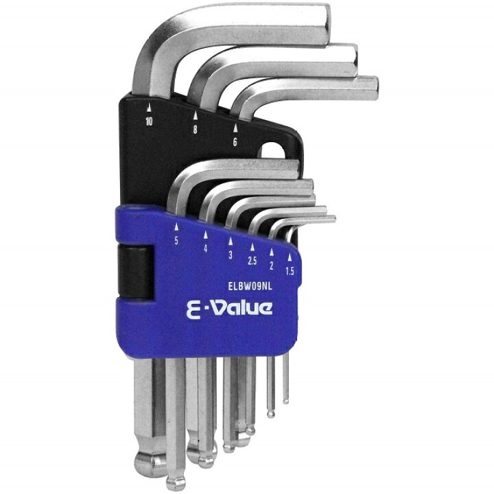 楽天市場】E-Value 六角レンチセット ELBW09NL 9本 ボールポイント形状 六角棒レンチ レンチホルダー 工具セット : S.S.N 楽天市場】E-Value 六角レンチセット ELBW09NL 9本 ボールポイント形状 六角棒レンチ レンチホルダー 工具セット : S.S.N