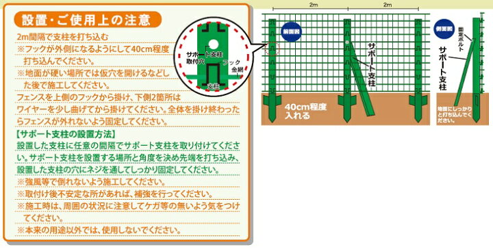 楽天市場】金網フェンス アニマルフェンス 防獣フェンス 1m×20m 支柱11 