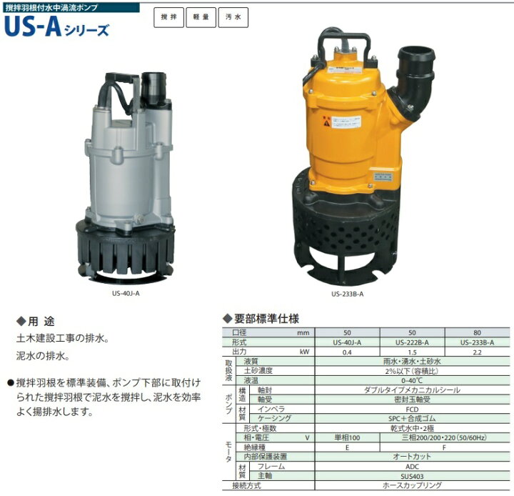 中古 桜川水中ポンプ U-25K 100vUS-253B 標準 US-253B-2006-0000B 水中 