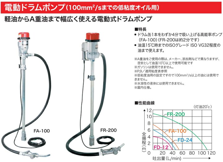 楽天市場】工進 灯油ポンプ 電動 A重油 給油ポンプ ドラムポンプ FD24 