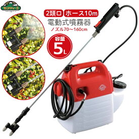 電気式 電動噴霧器 電動式 ガーデニングスプレー 5L 2頭ノズル 70～160cm 農薬散布機 エアコン 掃除 電動 除草剤 殺虫剤 電気 散水機 散水器