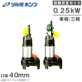 ツルミポンプ 浄化槽用 水中ポンプ 40PUA2.25S 40PUW2.25S 2台セット 0.25kw 40mm 自動交互形 浄化槽ポンプ 汚水 汚物 排水ポンプ 放流ポンプ 鶴見ポンプ