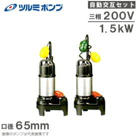 ツルミポンプ 浄化槽用 水中ポンプ 65PUA21.5 65PUW21.5 2台セット 1.5kw 200V 65mm 自動交互形 汚水 汚物 排水ポンプ 浄化槽ポンプ