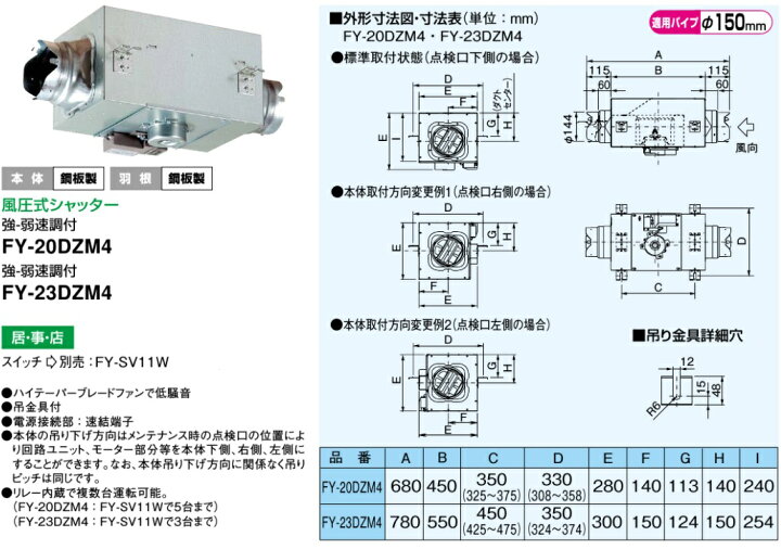 楽天市場】パナソニック 金属製 中間ダクトファン 強弱速調付 FY 
