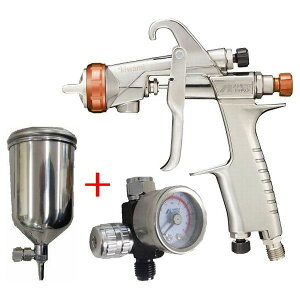 (数量限定)(K.V)アネスト岩田(イワタ)スプレーガン KIWAMI-1-13KP6 ノズル口径:1.3mm 400mlフリーアングルカップPC-400SB-2LF・手元圧力計付きセット